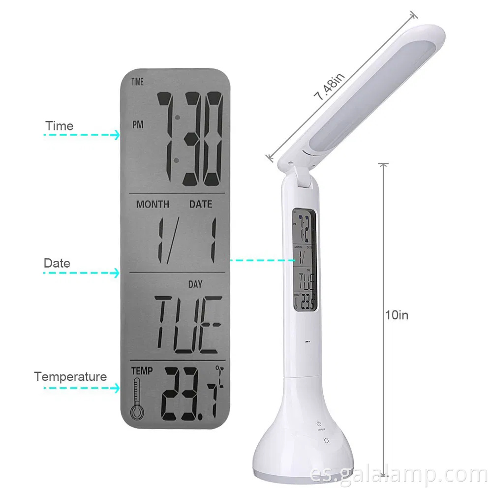 Lámpara de escritorio USB inteligente con funcionalidad de reloj de alarma incorporada